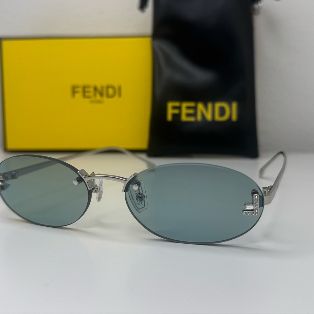 FENDI  First FE4075US 12A Shiny crystal-embellished silver-tone Sunglasses